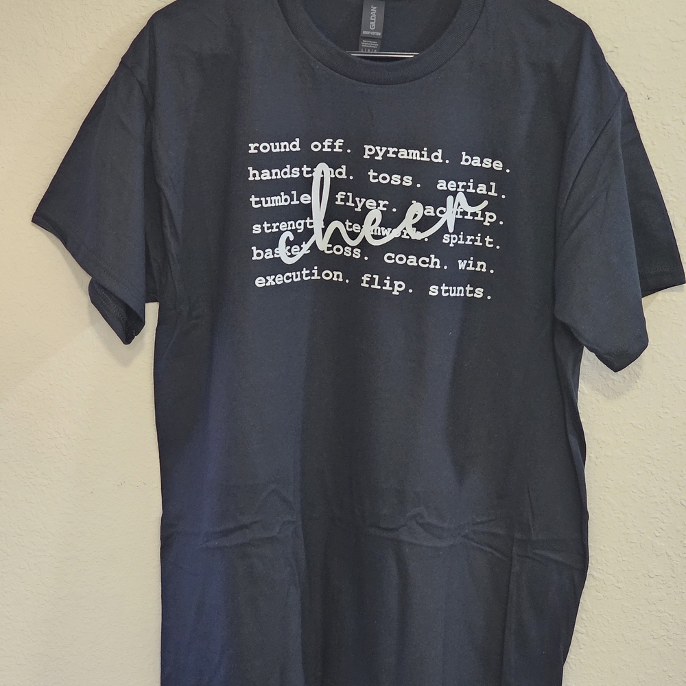 Cheer Hand Heat Pressed Gildan Size L Black Women's T-shirt Cheerleader